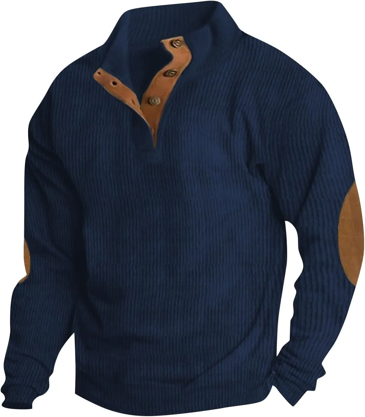 Men's Corduroy Sweatshirts Long Sleeve Henry Collar 1/4 Button Casual Outdoor Pullover