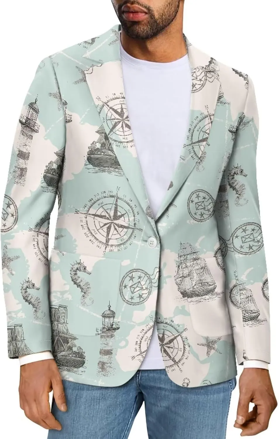 Men's Cozy One Button Suit Long Sleeve Blazer Jackets with Pockets Lightweight Knit Sport Coat for Business,Party