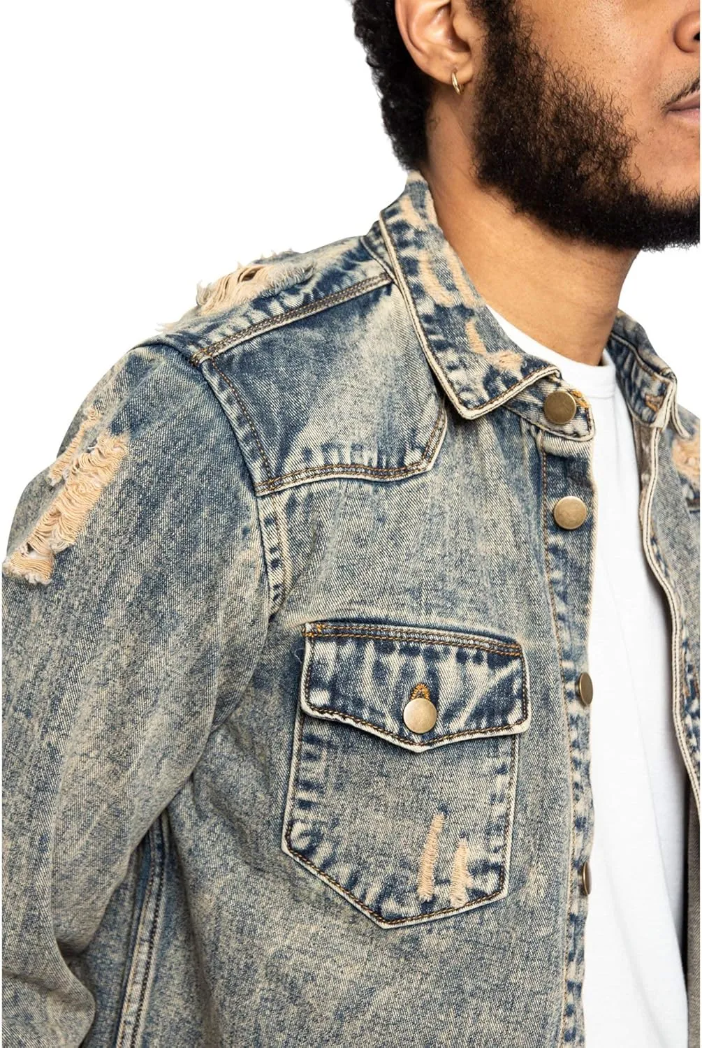 Men's Distressed Denim Jacket