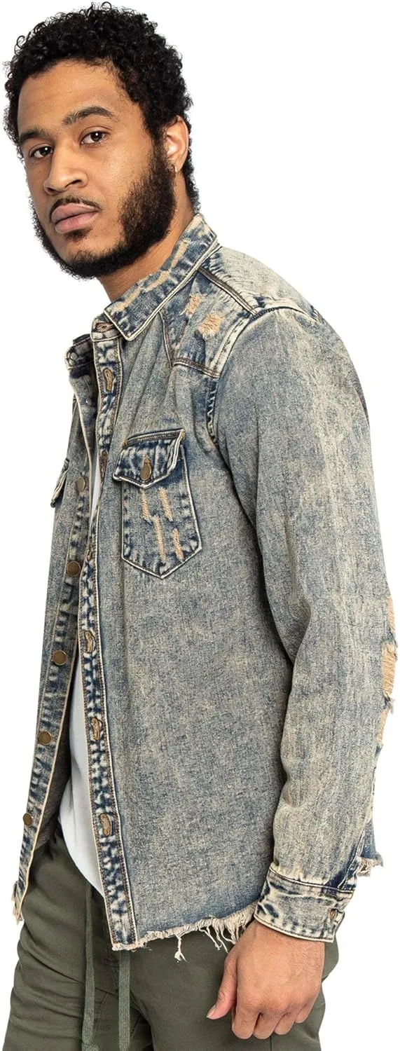 Men's Distressed Denim Jacket