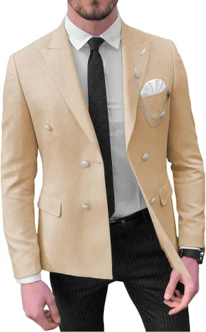 Mens Double Breasted Blazer Jacket for Men Slim Fit Casual Sports Coats for Men Regular Fit Business Wedding Dinner