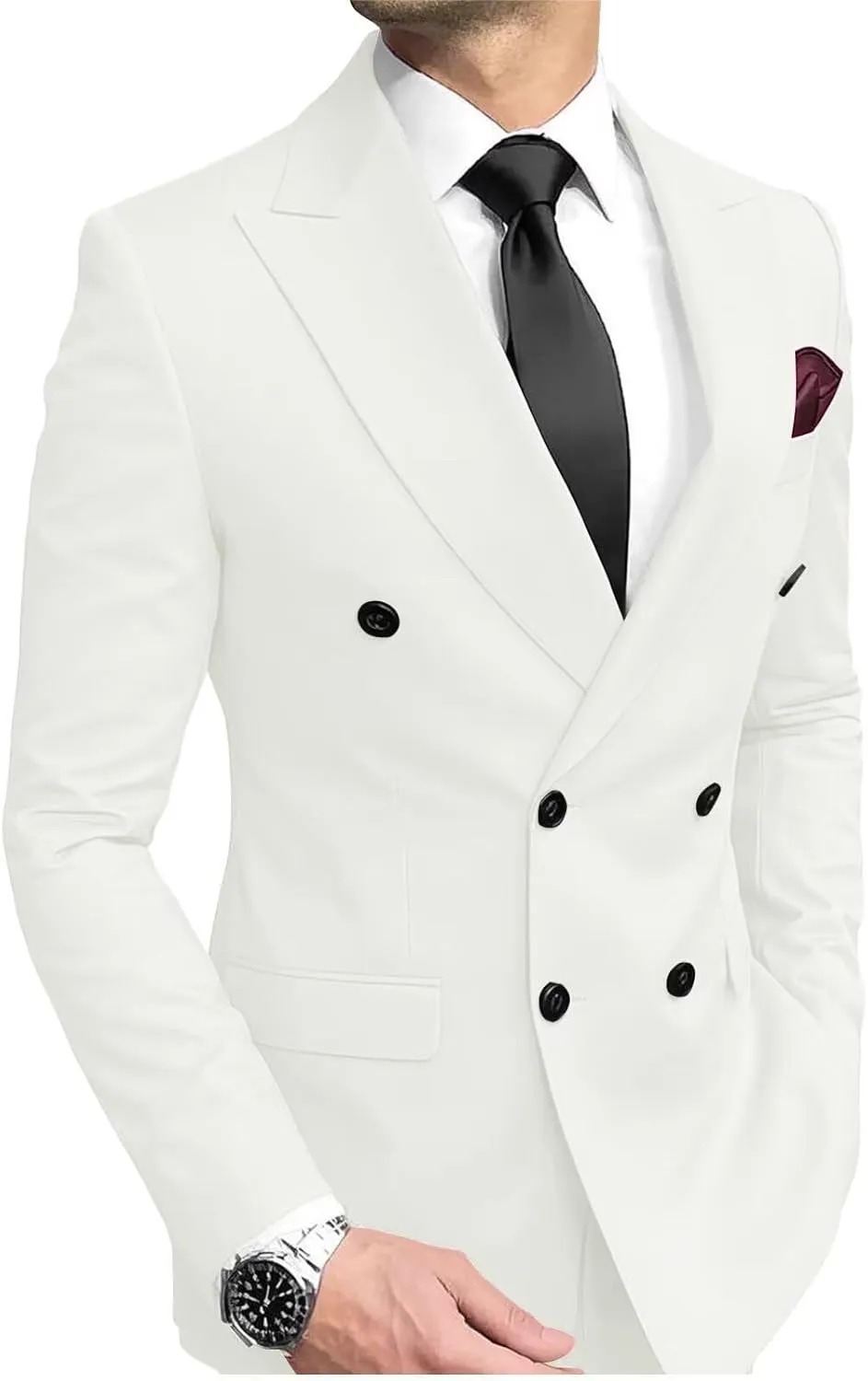 Mens Double Breasted Blazer Jacket Peak Lapel Slim Fit Prom Homecoming Wedding Sport Coats Jackets for Men
