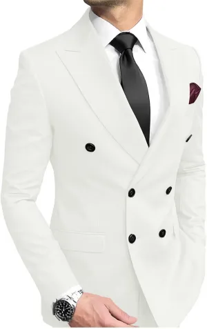 Mens Double Breasted Blazer Jacket Peak Lapel Slim Fit Prom Homecoming Wedding Sport Coats Jackets for Men
