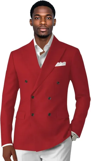 Mens Double Breasted Suit Blazer Casual Jacket for Mens Slim Fit Solid Sport Coat Jacket for Business Formal Wedding