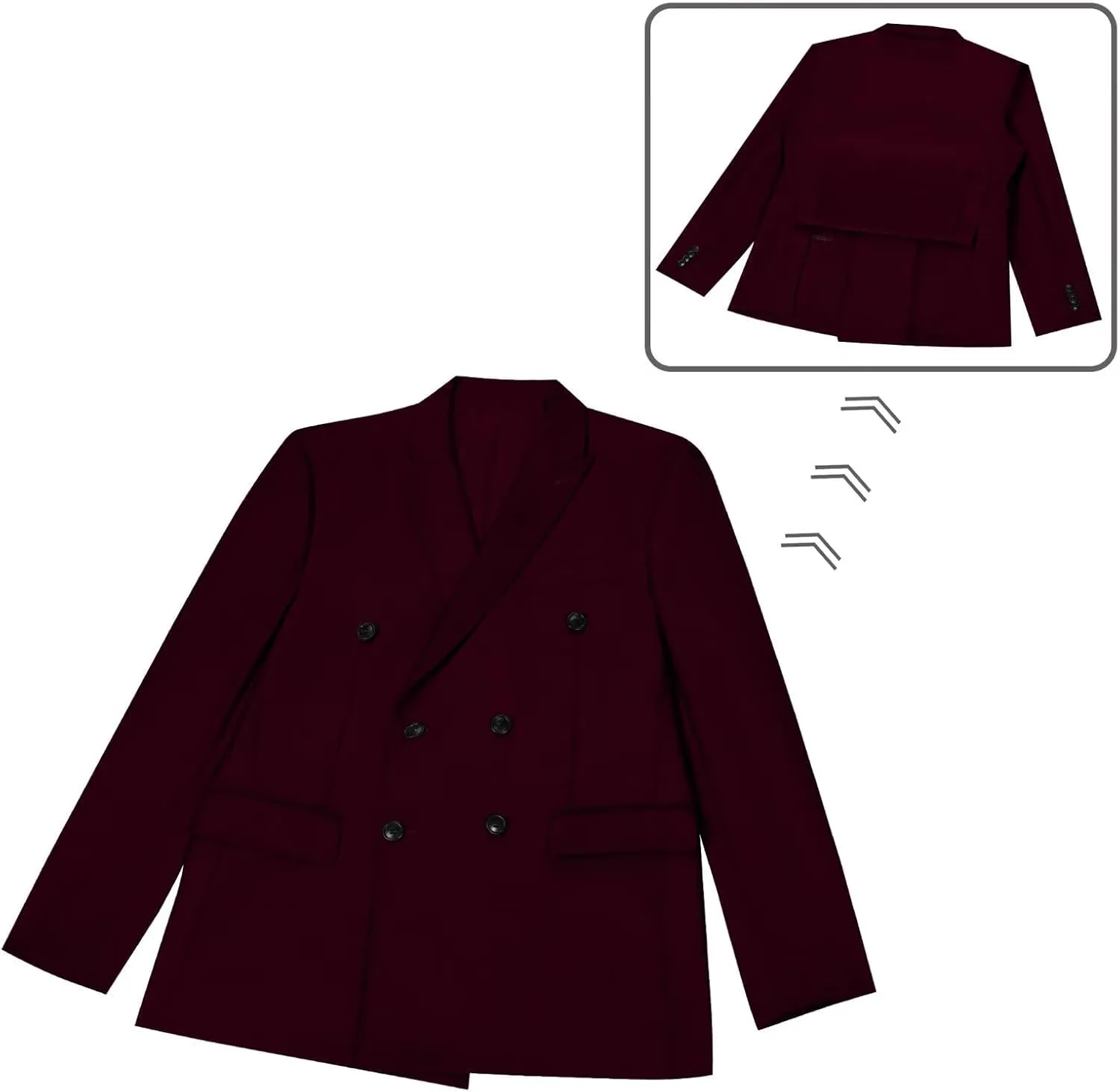 Mens Double Breasted Suit Slim Fit Solid Suit Jacket and Dress Pants 2 Piece Set Prom Wedding Suits for Men