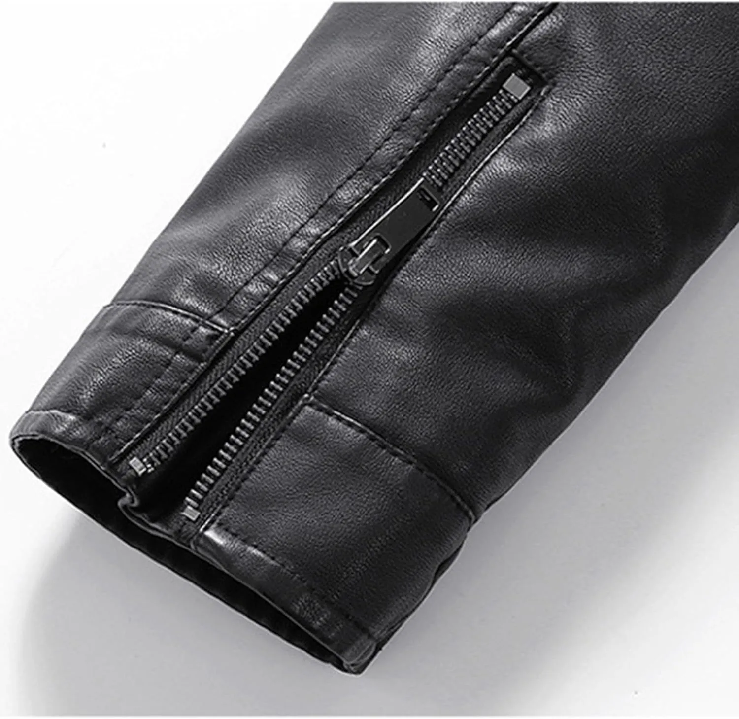 Men's Faux Leather Jacket Slim Fit Zipper Lapel Collar Pockets Motorcycle Jackets Casual Fashion Big and Tall Outwear