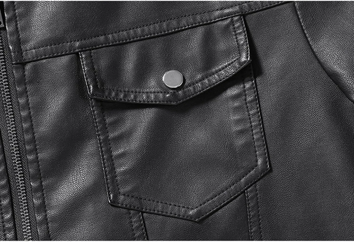 Men's Faux Leather Jacket Slim Fit Zipper Lapel Collar Pockets Motorcycle Jackets Casual Fashion Big and Tall Outwear