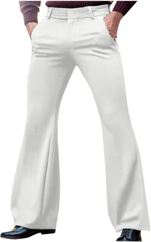 Mens Flared Pants with Belt Loops and Pockets Fashionable Wide Leg Trousers for Formal and Casual Wear