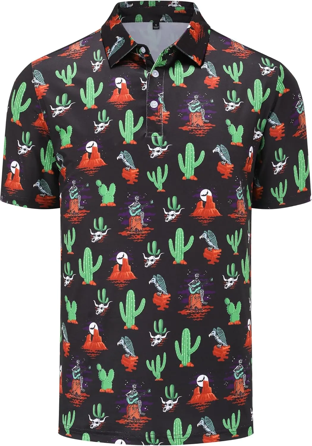 Mens Golf Polo Shirts Short Sleeve Performance Moisture Wicking Dry Fit Casual Print Funny Golf Polo Shirts for Men