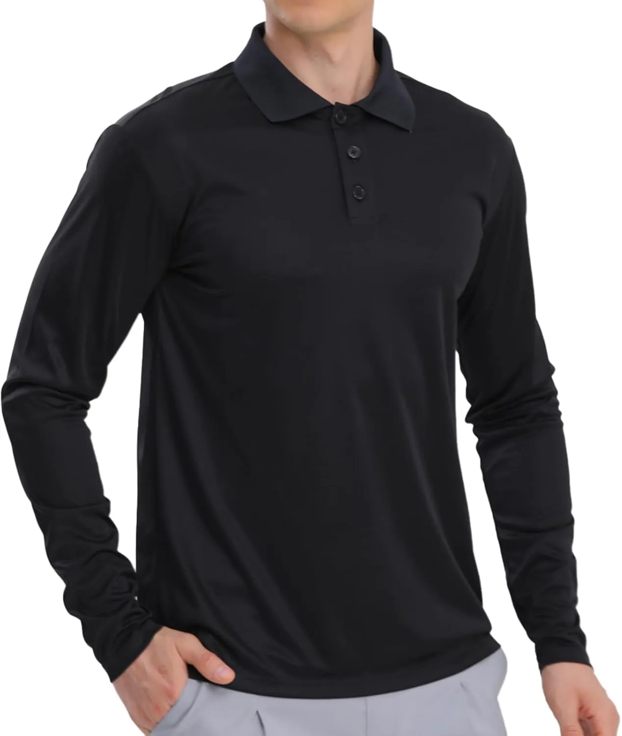 Men's Golf Polo Shirts,1 Pack/4 Pack Long Sleeve Quick Dry Athletic Casual Performance Collar Shirts for Men