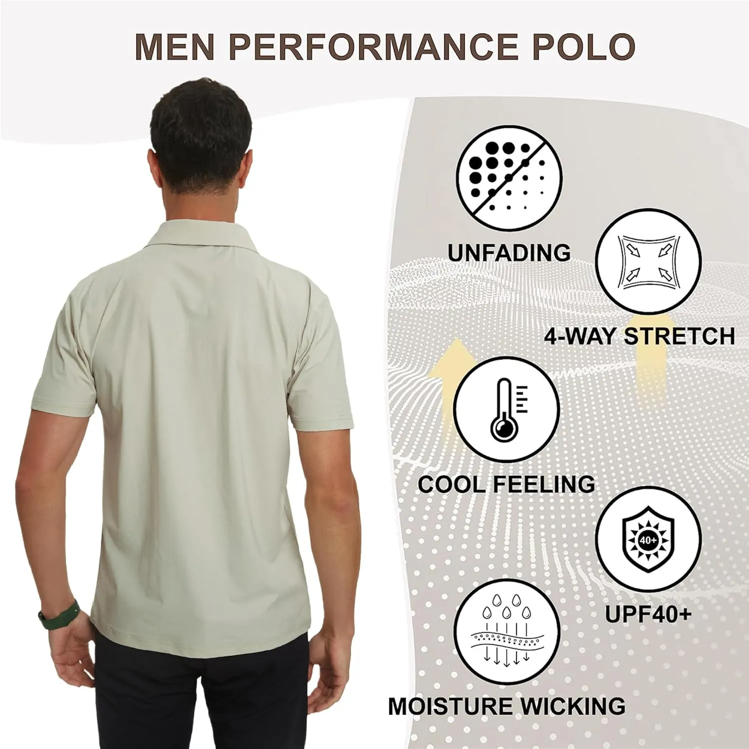 Mens Golf Shirt Short Sleeve Dry Fit Performance Moisture Wicking Rib Collared Golf Polo Shirts for Men