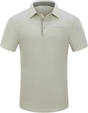 Mens Golf Shirt Short Sleeve Dry Fit Performance Moisture Wicking Rib Collared Golf Polo Shirts for Men