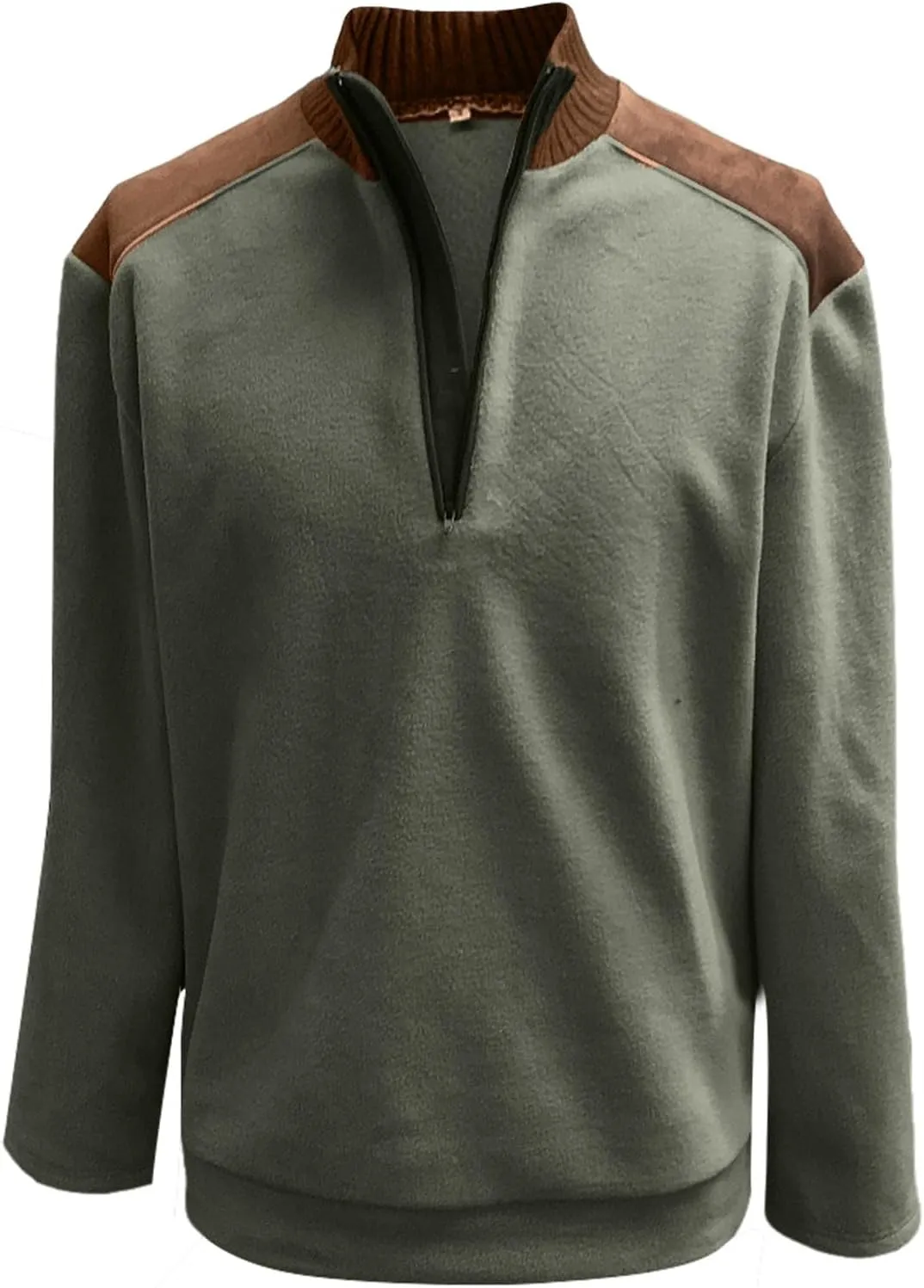 Men's Half-Zip Sweatshirt Loose Fuzzy Long Sleeve Jackets Stand Collar Casual Pullover Tops Fall Winter Outfit Clothes