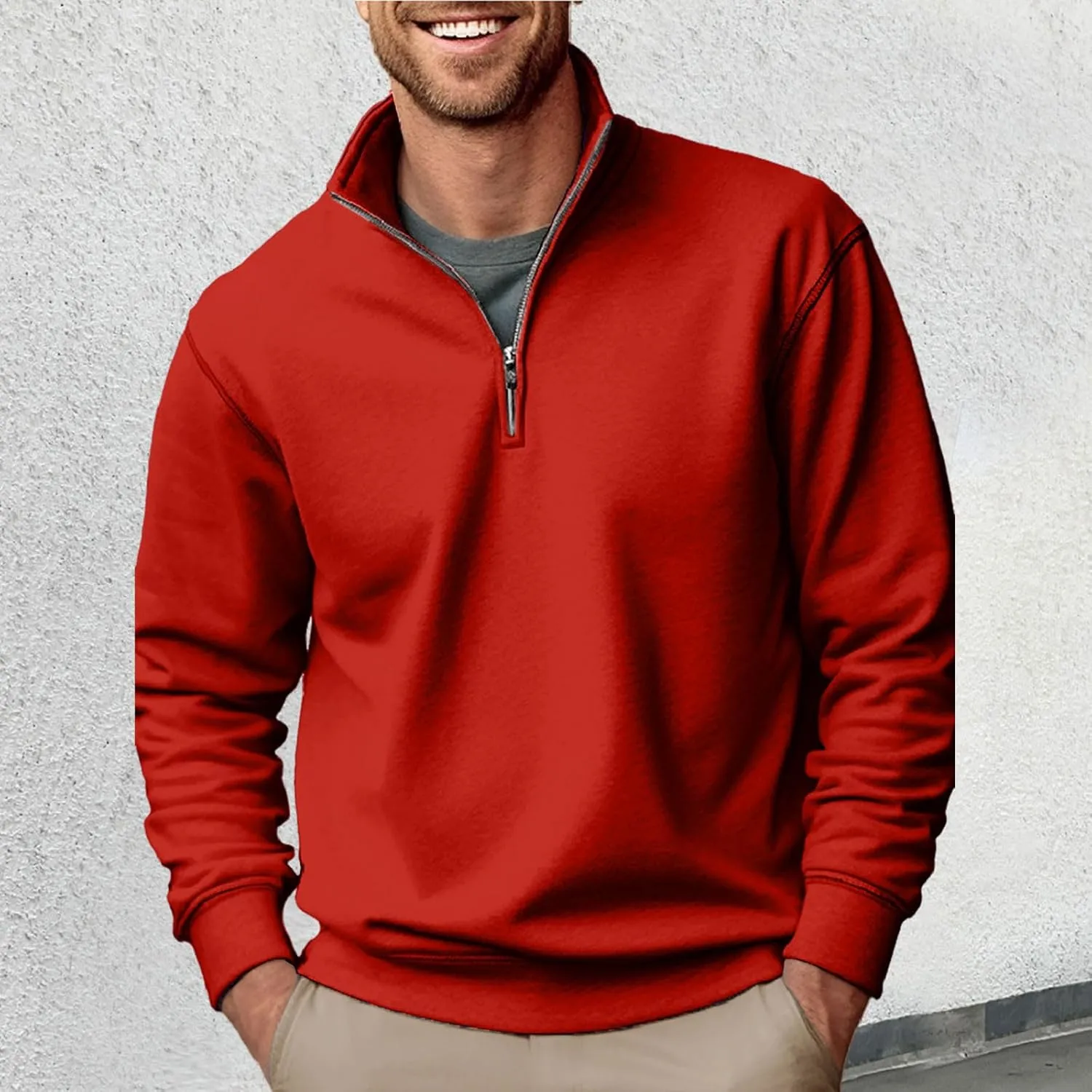 Men's Half Zip Sweatshirt Stand Neck Slim Fit Long Sleeve Sports Sweatshirts Soft And Warm Cool Style Pullover Shirt