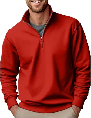 Men's Half Zip Sweatshirt Stand Neck Slim Fit Long Sleeve Sports Sweatshirts Soft And Warm Cool Style Pullover Shirt