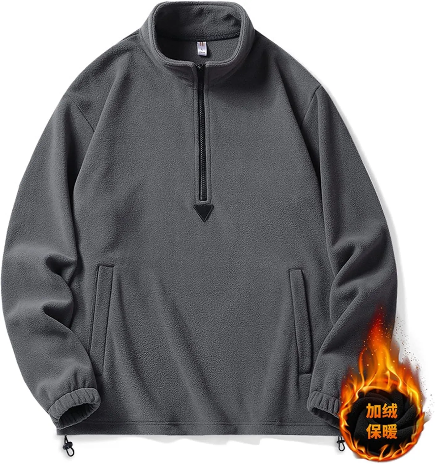 Mens Half Zip Sweatshirts Casual Fuzzy Long Sleeve Jackets Pullover Tops Solid Color Pockets Winter Outfits Clothes