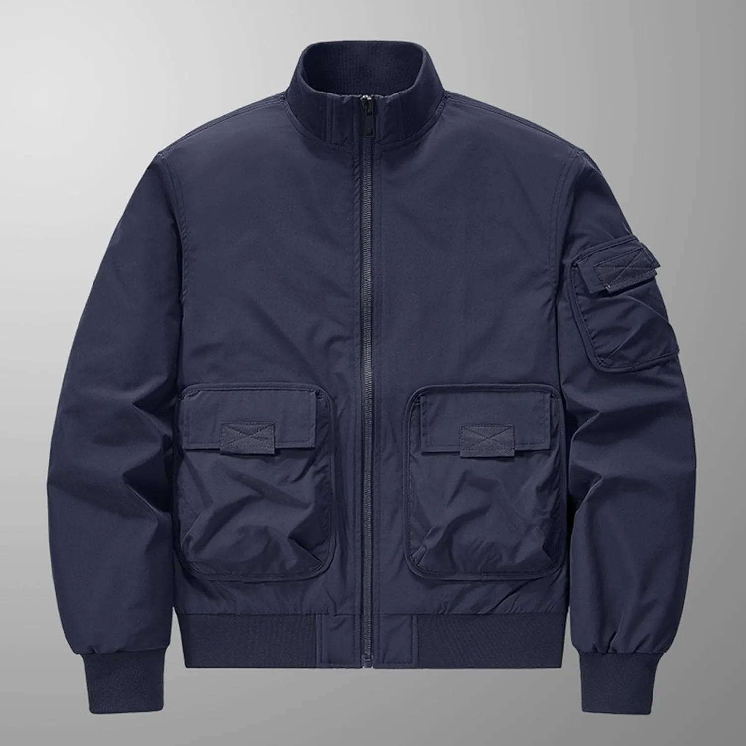 Mens Jacket Thick Thermal Cotton Softshell Jacket Solid Color Retro Flight Jacket Hooded Jacket Lined Rain Shell Jacket