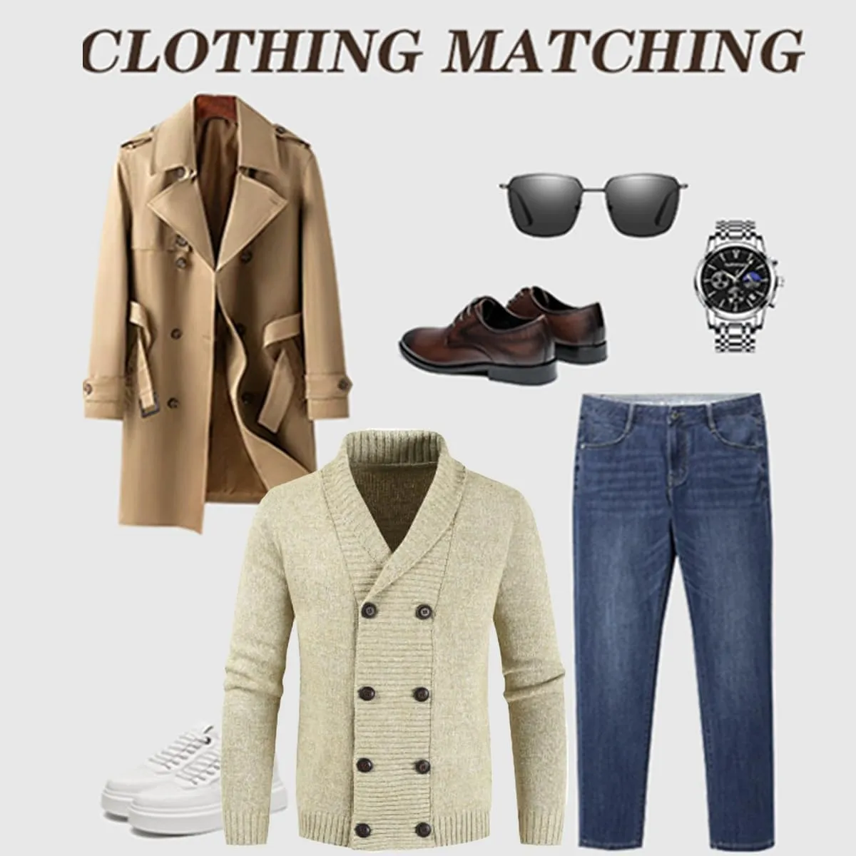 Men's Lapel Double-Breasted Knitted Cardigan Blazer Button Down Knitted Sweater Slim Fit Chunky Jumpers Outwear