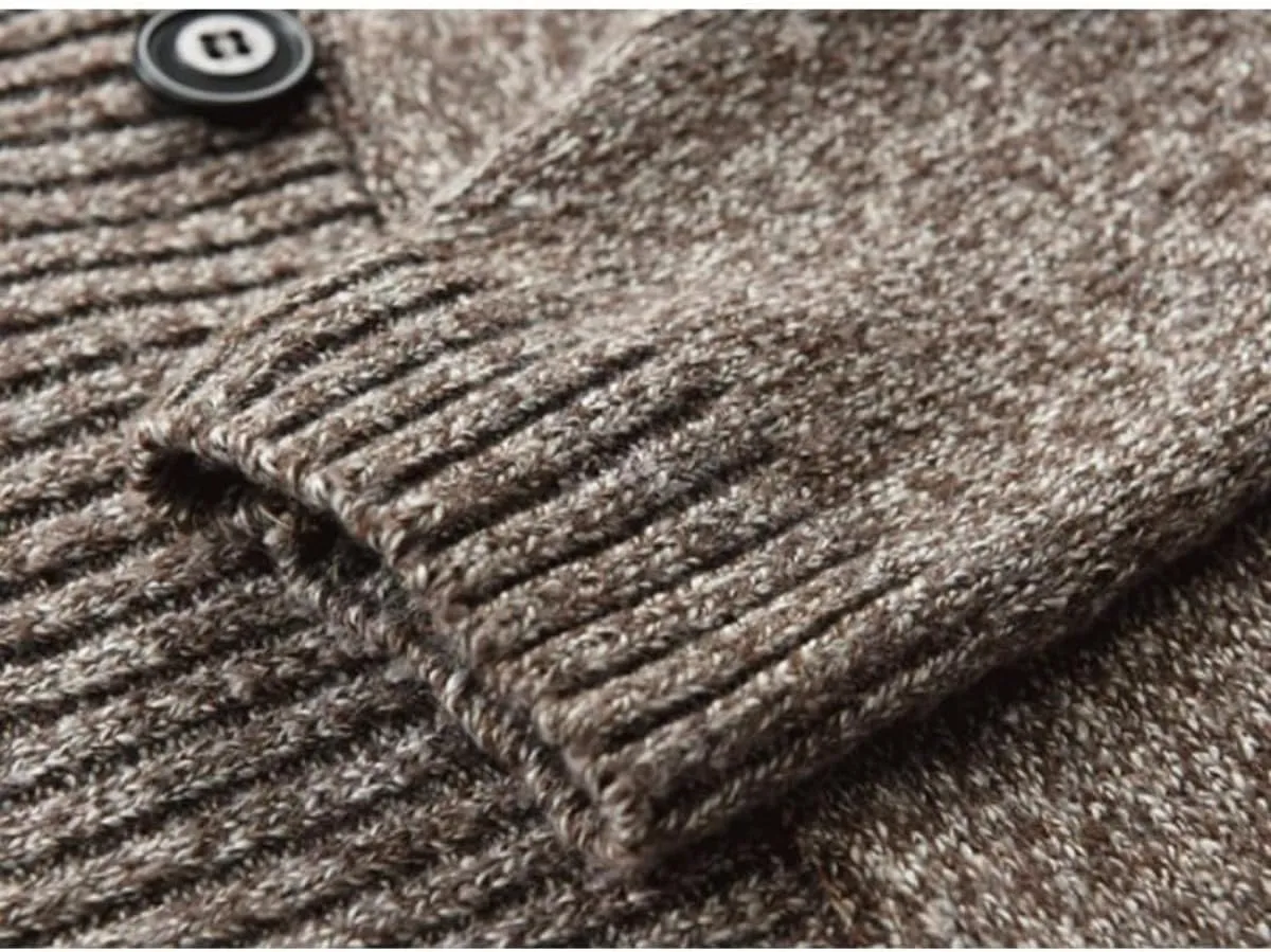Men's Lapel Double-Breasted Knitted Cardigan Blazer Button Down Knitted Sweater Slim Fit Chunky Jumpers Outwear