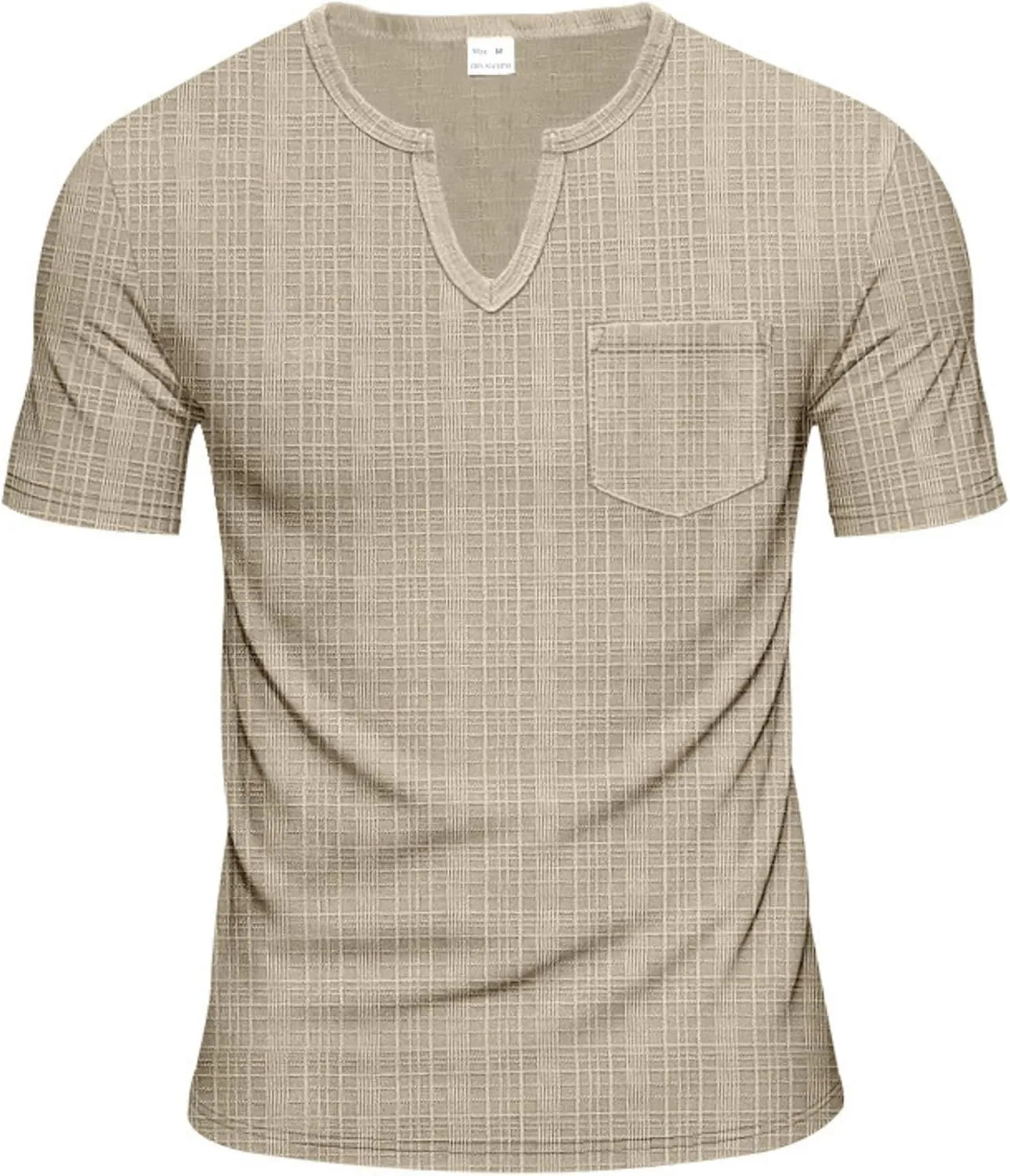 Men's Linen Henley Shirts Casual Short Sleeve V Neck Blouses Tops 2025 Summer Beach Hippie Shirts with Pocket