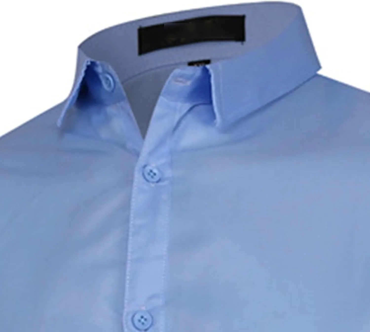 Men's Long Sleeve Dress Shirt Plaid Collar Casual Button Down Shirts Solid Business Formal Slim Fit Shirt