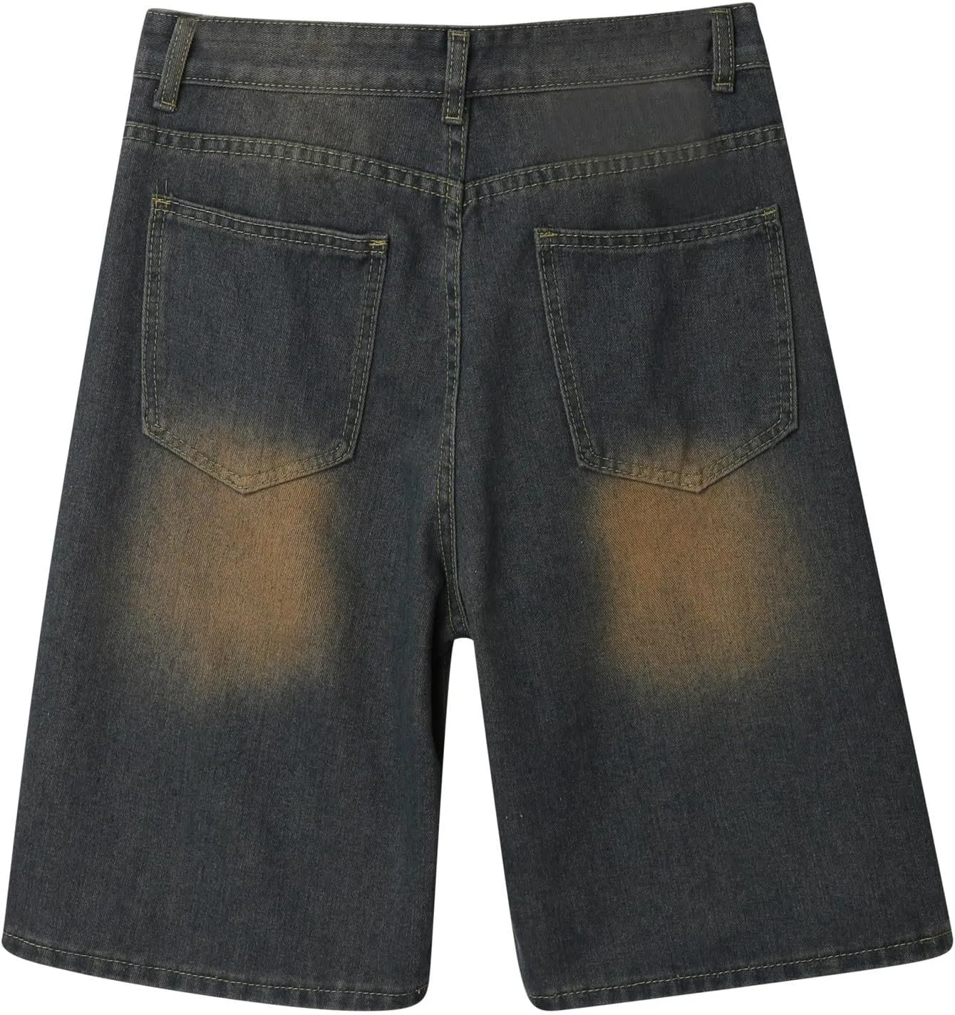 Mens Loose Hip Hop Mid Jean Shorts Baggy Denim Shorts with Pockets Summer Casual Streetwear Clothes