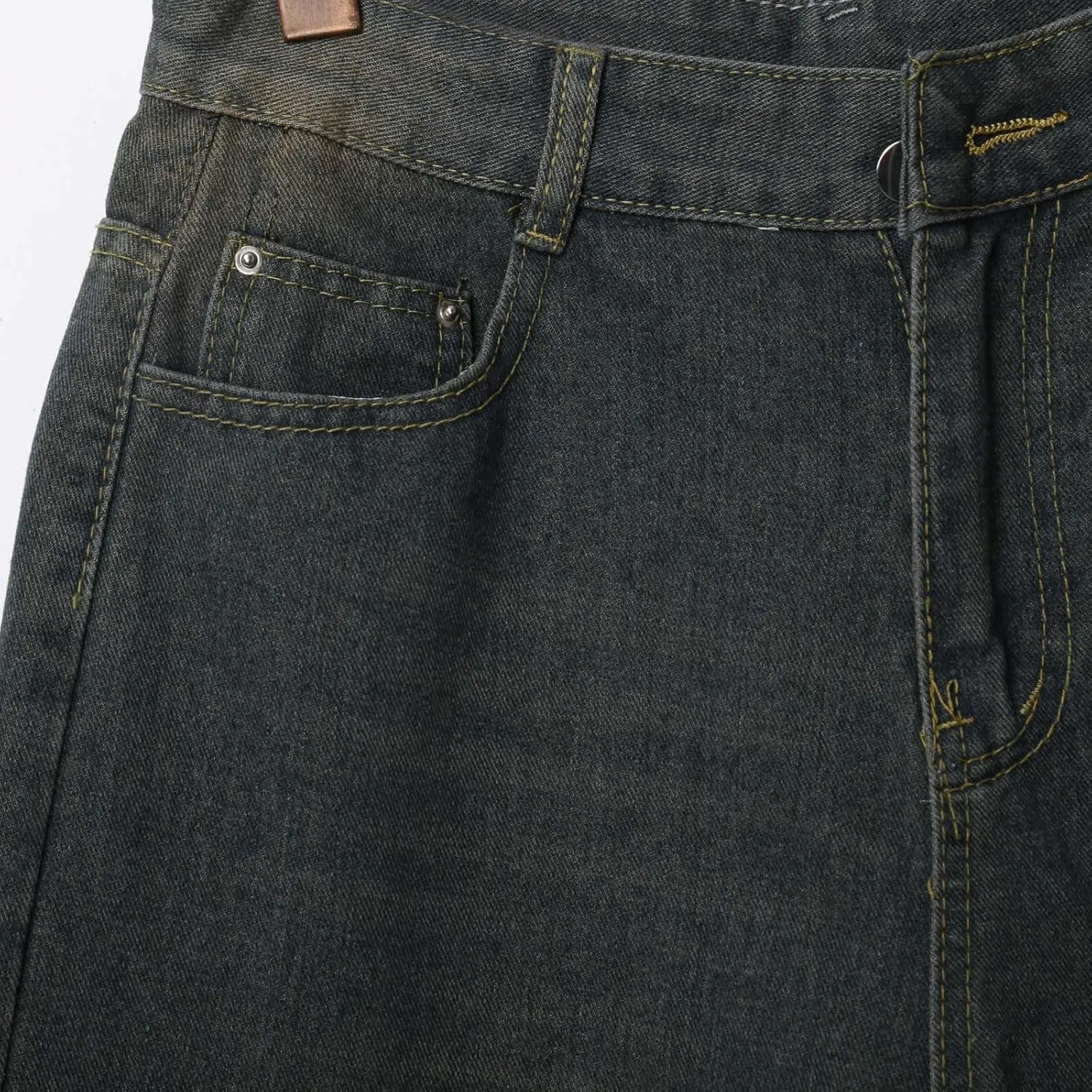 Mens Loose Hip Hop Mid Jean Shorts Baggy Denim Shorts with Pockets Summer Casual Streetwear Clothes