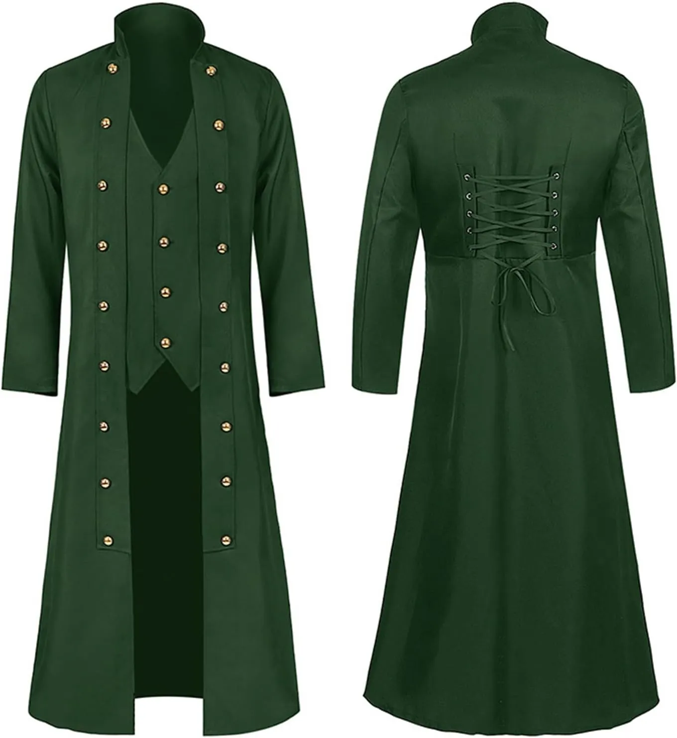 Men's Notch Lapel Double Breasted Long Trench Coat Men's Solid Color Lengthened Notched Lapel Collar Single Breasted