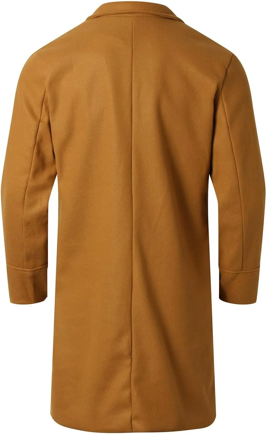 Men's Notched Collar Trench Coat Double Breasted Winter Warm Pea Coats Windbreaker Business Wool Blend Long Jacket