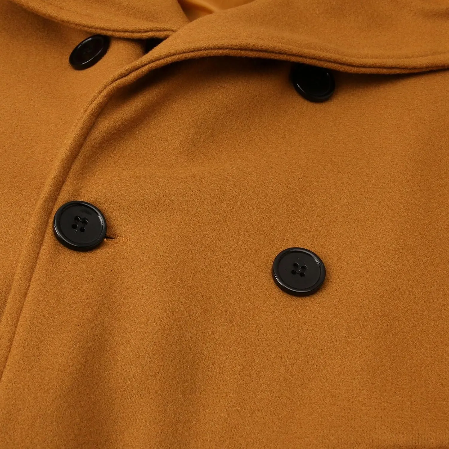 Men's Notched Collar Trench Coat Double Breasted Winter Warm Pea Coats Windbreaker Business Wool Blend Long Jacket
