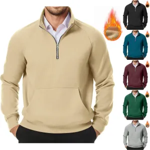 Men's Quarter Zip Pullover Fleece Lined Mock Neck Sweatshirts Oversized Golf Pullovers Warm Winter Outerwear
