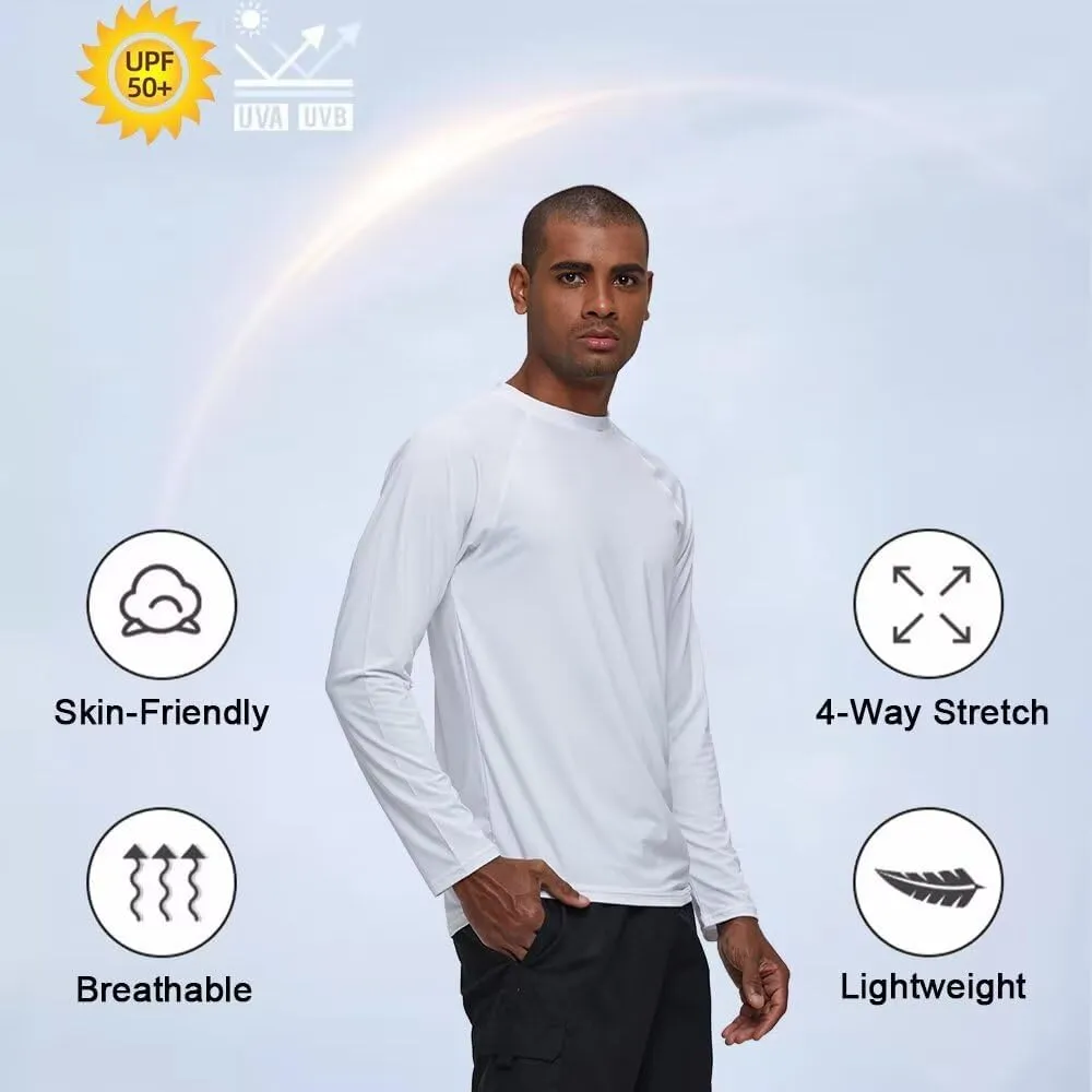 Mens Rash Guard for Men Swimming Sun Protection Shirts UPF 50  UV Long Sleeve Lightweight Quick Dry T-Shirts Surf Fishing