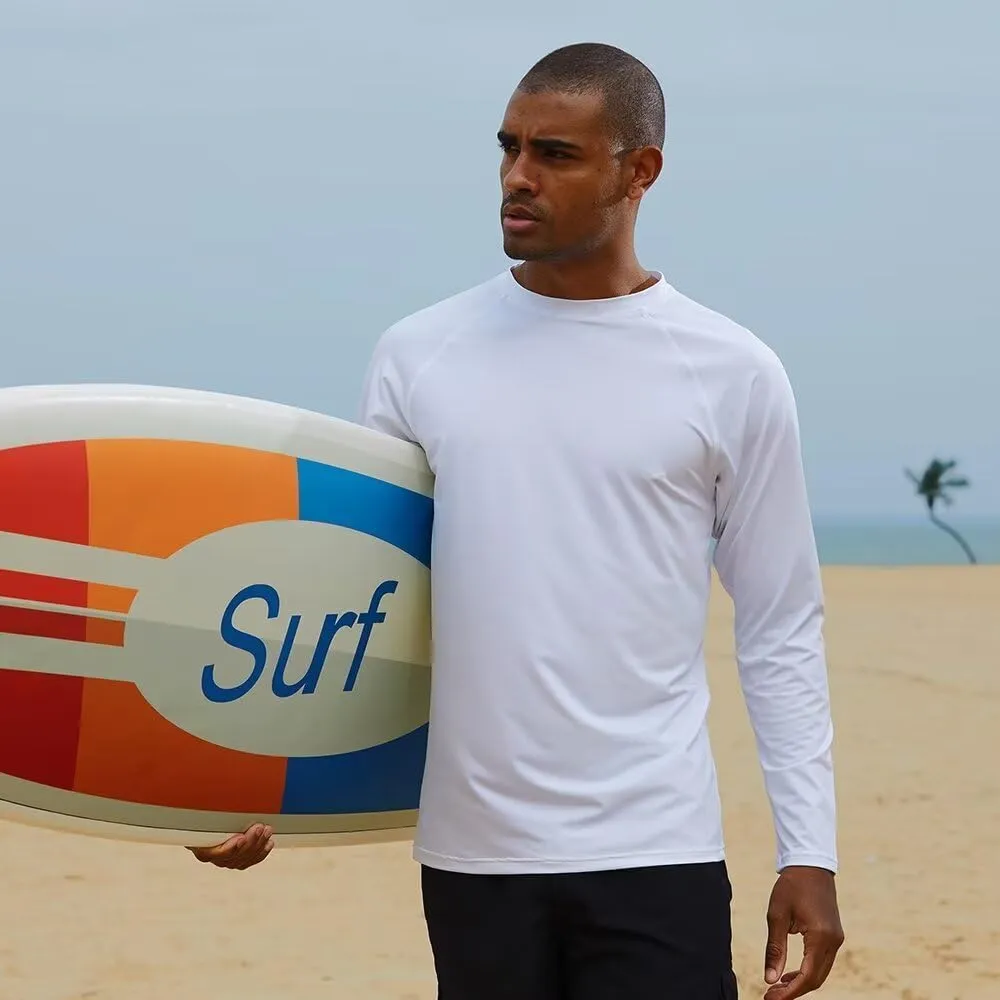 Mens Rash Guard for Men Swimming Sun Protection Shirts UPF 50  UV Long Sleeve Lightweight Quick Dry T-Shirts Surf Fishing