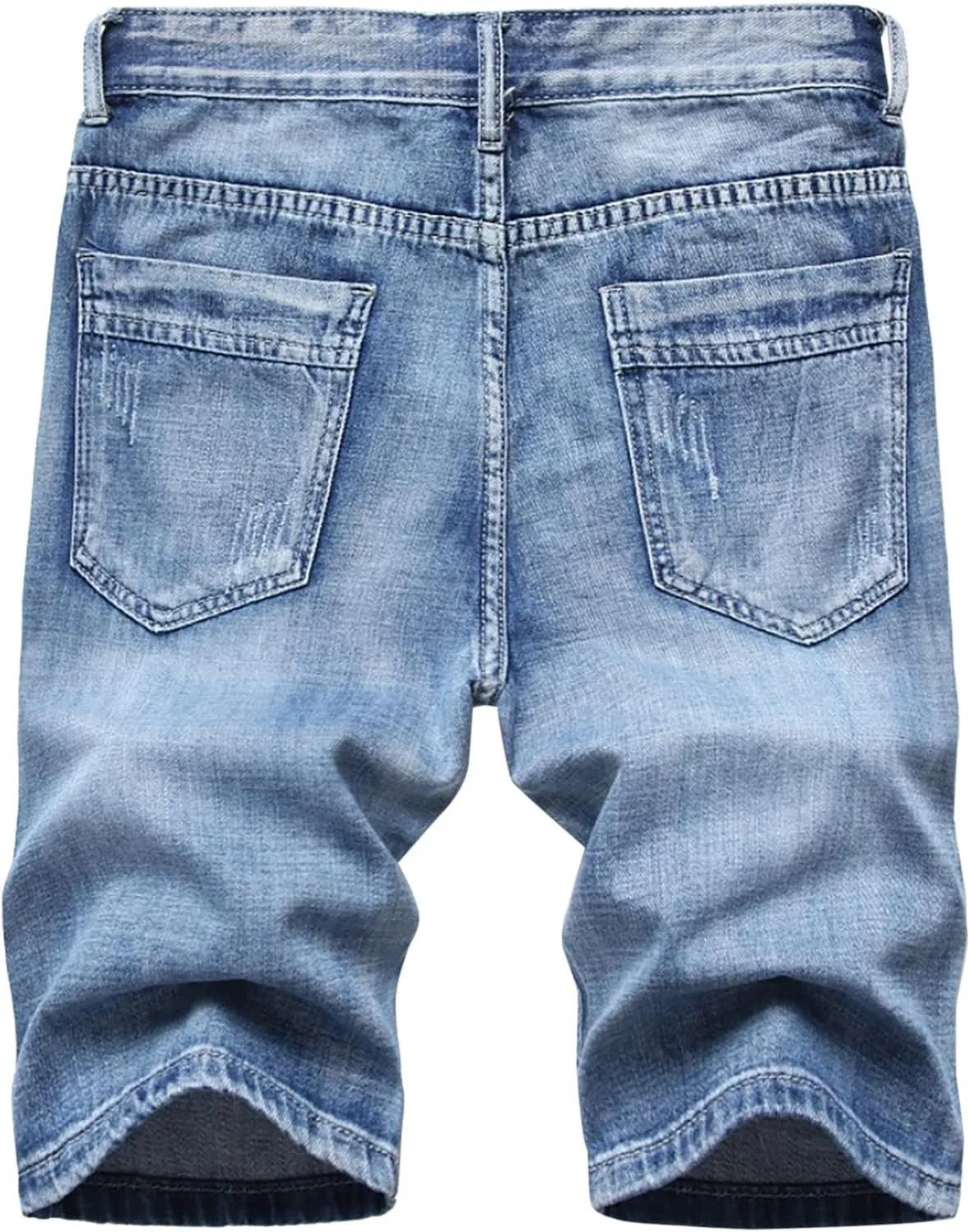 Men's Ripped Denim Shorts Classic-Fit Cargo Short Jeans Mens Cropped Trousers Baggy Half Pants Wide Leg Hotpants