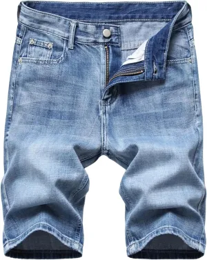 Men's Ripped Denim Shorts Classic-Fit Cargo Short Jeans Mens Cropped Trousers Baggy Half Pants Wide Leg Hotpants