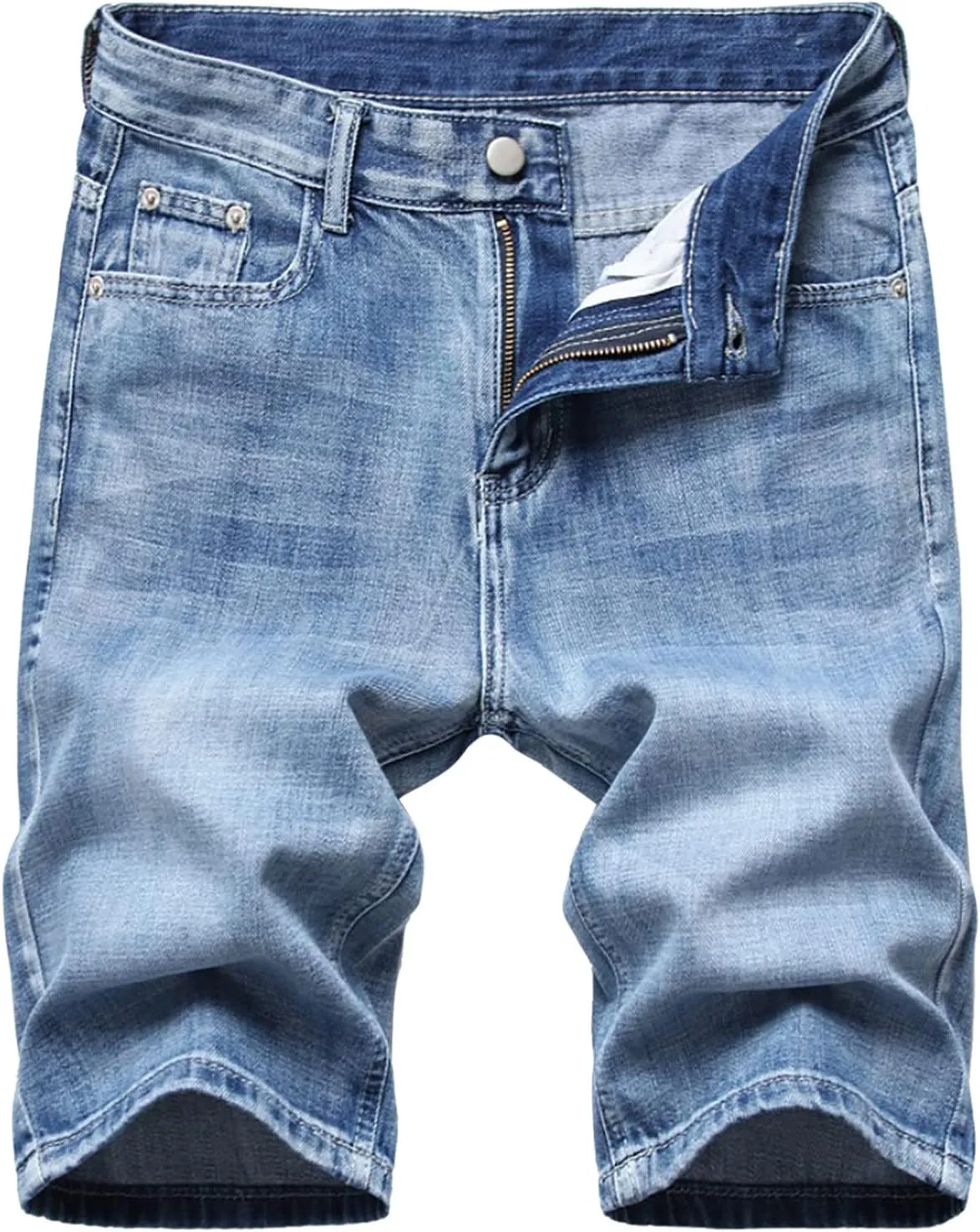 Men's Ripped Denim Shorts Classic-Fit Cargo Short Jeans Mens Cropped Trousers Baggy Half Pants Wide Leg Hotpants
