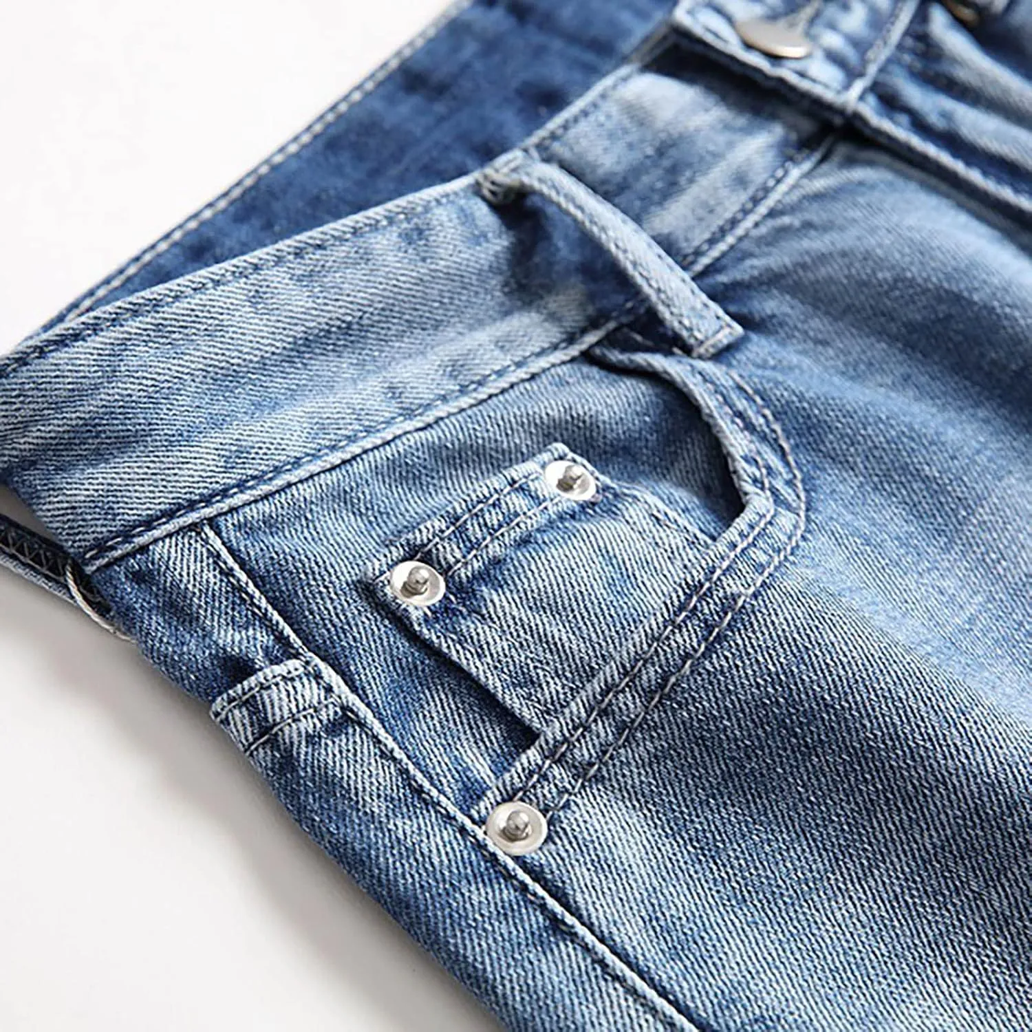 Men's Ripped Denim Shorts Classic-Fit Cargo Short Jeans Mens Cropped Trousers Baggy Half Pants Wide Leg Hotpants