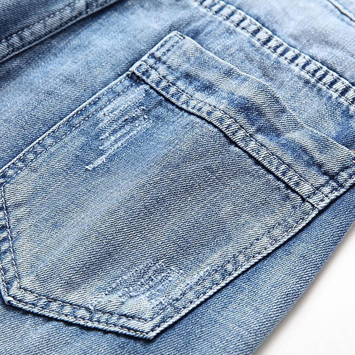 Men's Ripped Denim Shorts Classic-Fit Cargo Short Jeans Mens Cropped Trousers Baggy Half Pants Wide Leg Hotpants