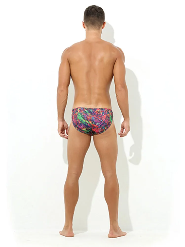 Mens Sexy Low-rise Print Briefs With Drawstring
