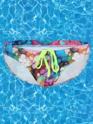 Mens Sexy Low-rise Print Briefs With Drawstring