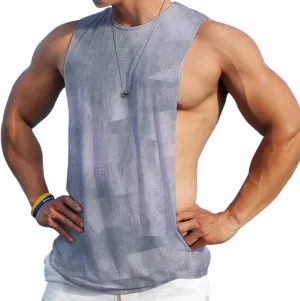 Men's Sleeveless Muscle Stringer Tank Top Cut Open Gym Training Bodybuilding Vest Shirts
