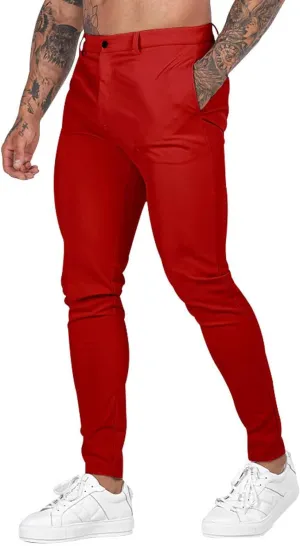 Mens Slim Fit Chino Pants Stretch Lightweight Business Suit Dress Pants Casual Wrinkle Free Quick Dry Work Trousers