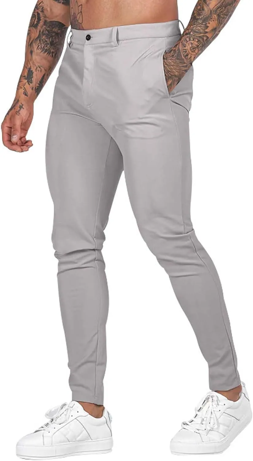 Mens Slim Fit Chino Pants Stretch Lightweight Business Suit Dress Pants Casual Wrinkle Free Quick Dry Work Trousers