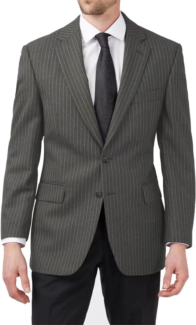 Mens Slim Fit Stripe Jacket Casual Suit Blazer Sport Coat Two-Button Lightweight Daily Pinstripes Jackets for Men