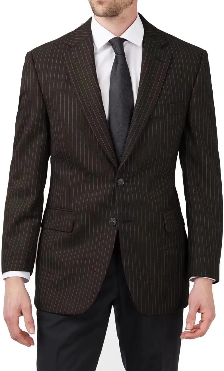 Mens Slim Fit Stripe Jacket Casual Suit Blazer Sport Coat Two-Button Lightweight Daily Pinstripes Jackets for Men