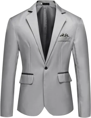 Mens Slim Fit Suit Jacket One Button Notched Lapel Business Daily Lightweight Blazer Jacket Sport Coat Tops
