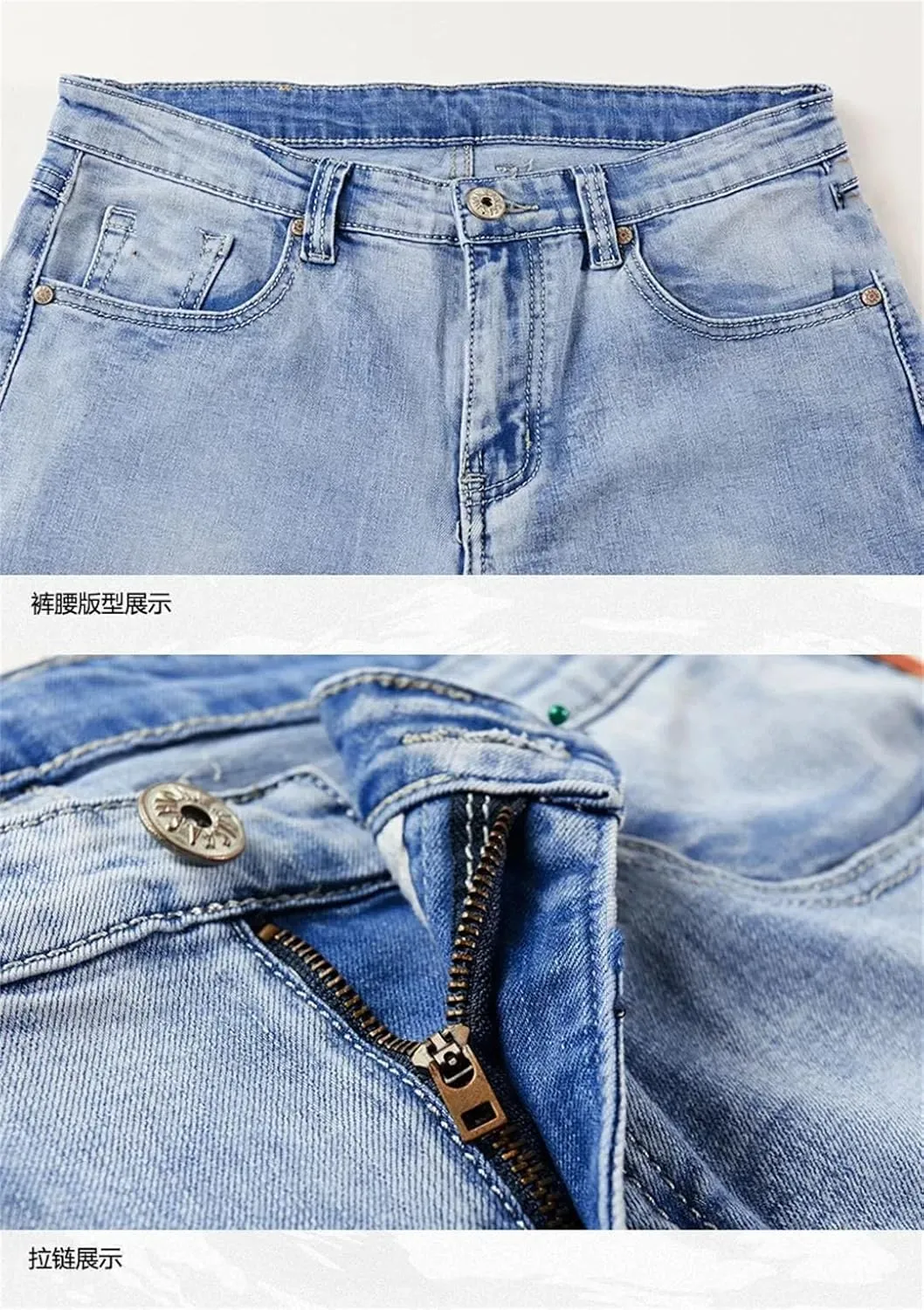 Men's Spring Slim Micro-Stretch Two-Piece Jacket Jeans Denim Suit