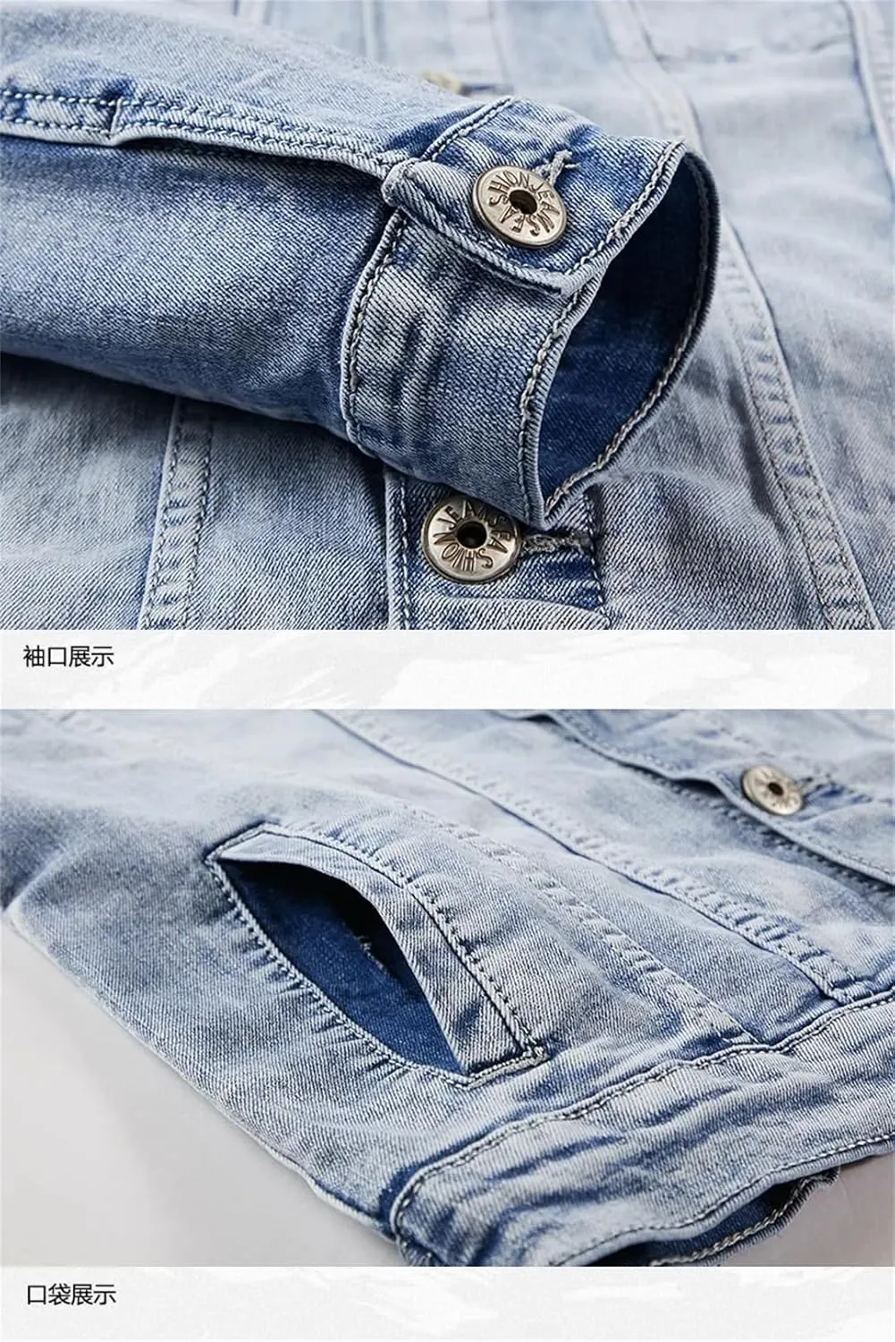 Men's Spring Slim Micro-Stretch Two-Piece Jacket Jeans Denim Suit