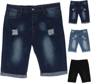 Mens Stretch Denim Shorts Cargo Short Jeans Men's Knee Length Shorts Stretch Cropped Trousers Summer Half Pants