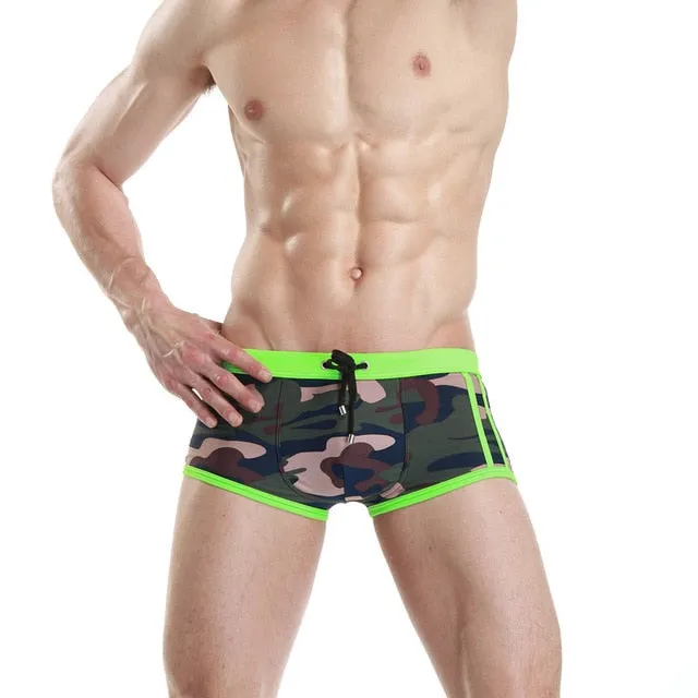 Men's Swimming Camouflage Push-Up Low Waist Short